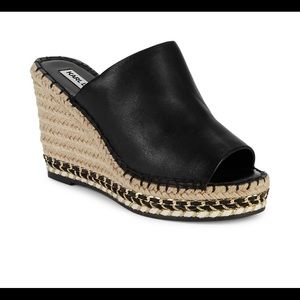 Karl Lagerfeld Carina Leather Platform Espadrille Wedges